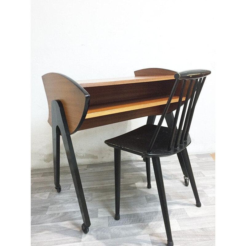 Table télé vintage avec piétement noir - 1960