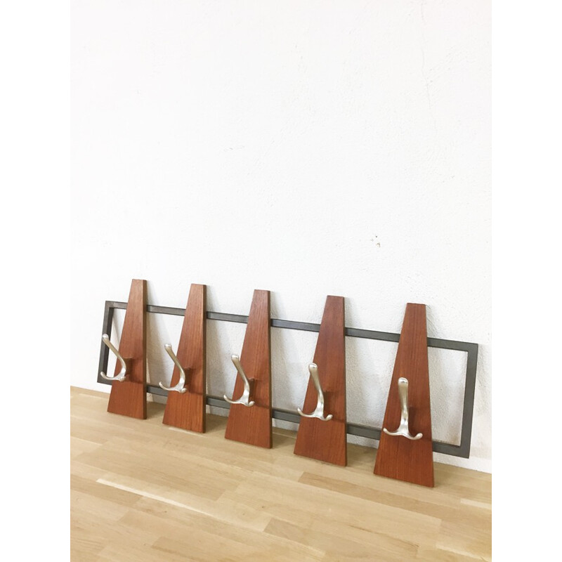 Vintage Scandinavian wall coat rack - 1960s