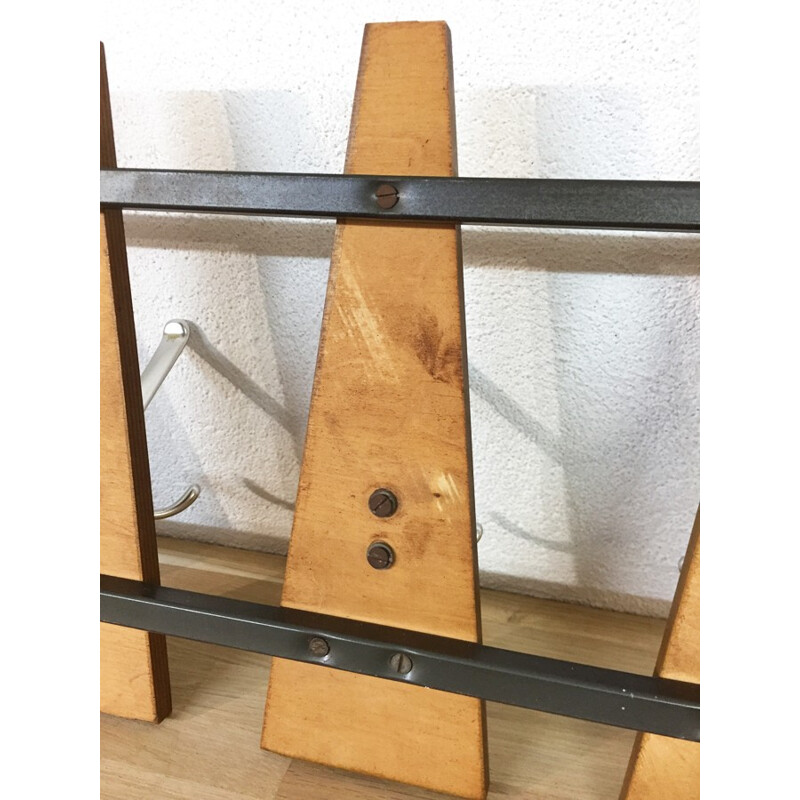 Vintage Scandinavian wall coat rack - 1960s