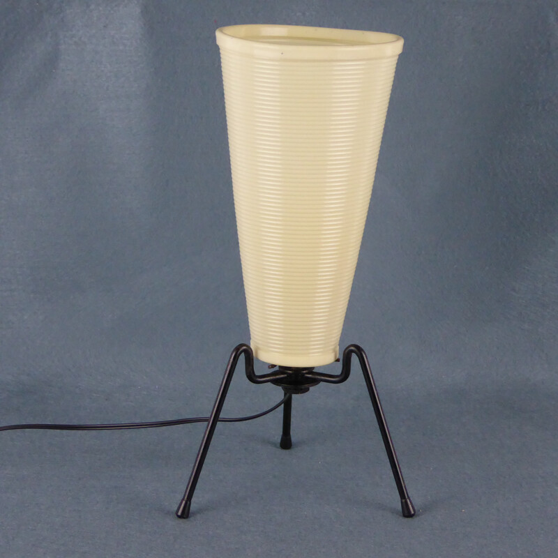 Lampe vintage en rotaflex et trepied métal - 1950