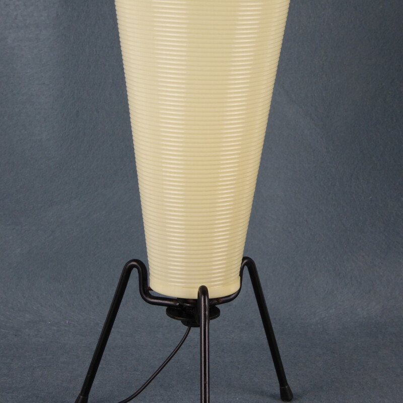 Lampe vintage en rotaflex et trepied métal - 1950