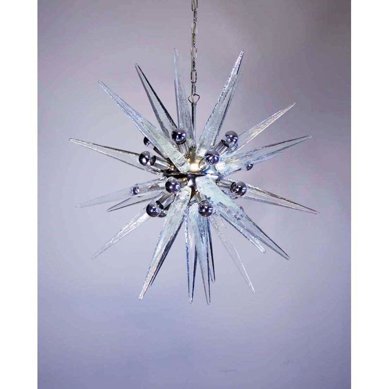 Lustre italien Sputnik 20 feux en verre de Murnano Ice glass - 1970