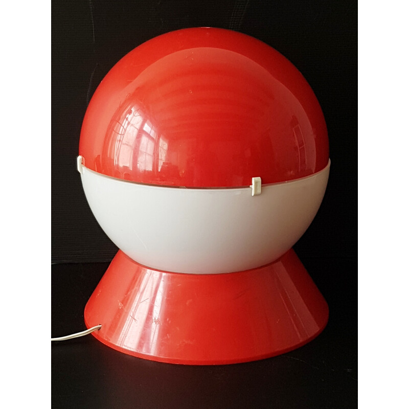 Vintage red and white space age lamp, 1970
