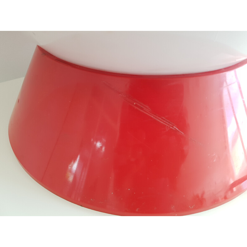 Lampada vintage rossa e bianca dell'era spaziale, 1970
