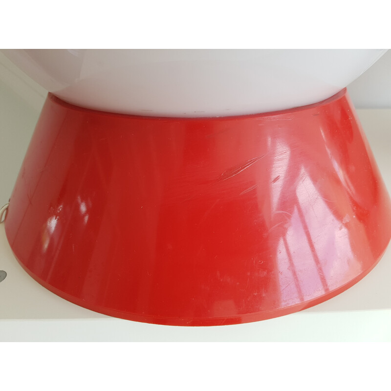 Lámpara vintage roja y blanca de la era espacial, 1970