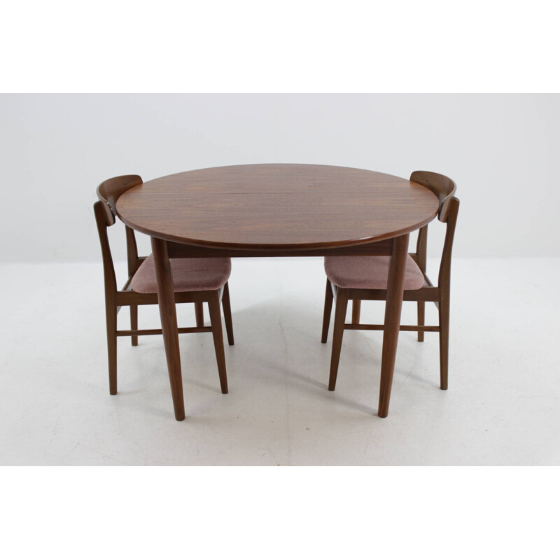 Vintage danish Teak Round Extendable Table - 1960s