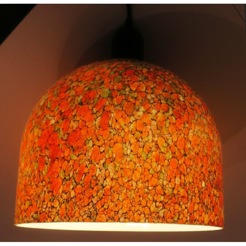 Vintage pendant lamp "Murano" in dome-Shaped mottled Glass - 1960s