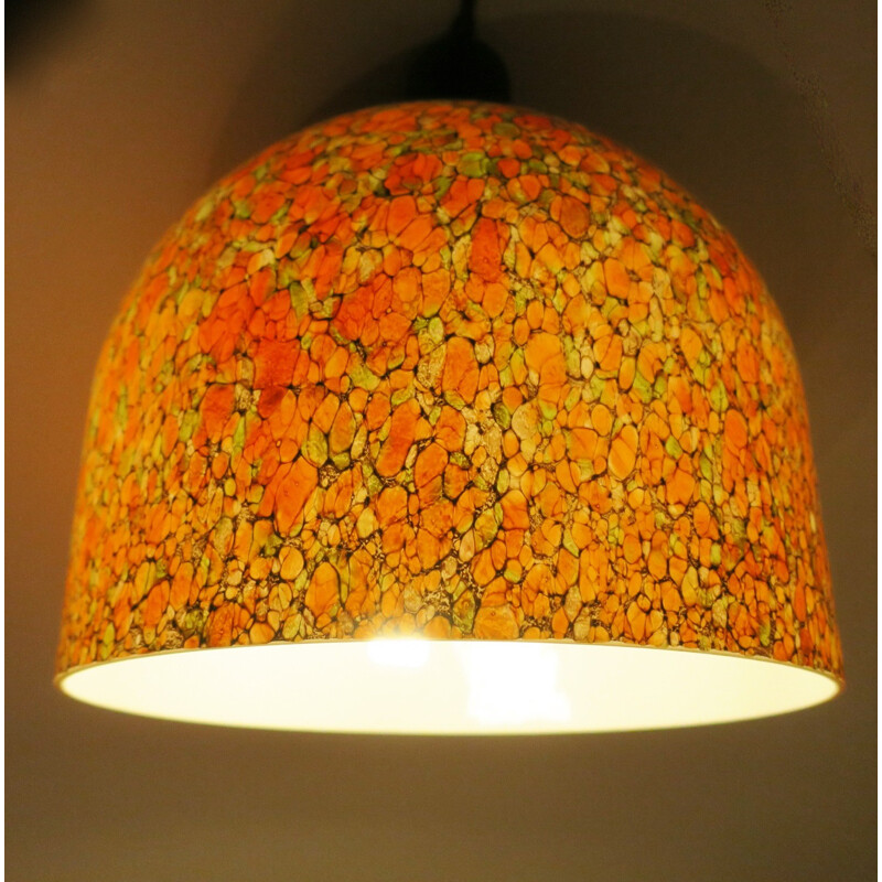 Vintage pendant lamp "Murano" in dome-Shaped mottled Glass - 1960s