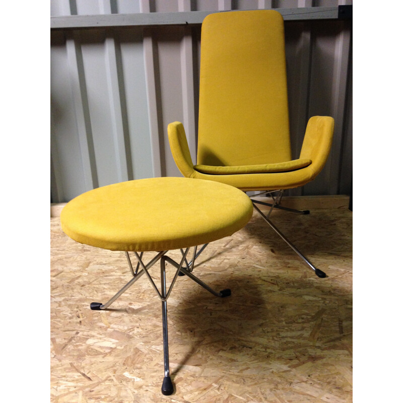 Milord Vintage Lounge Chair & Footstool by Alfredo Häberli for Zanotta