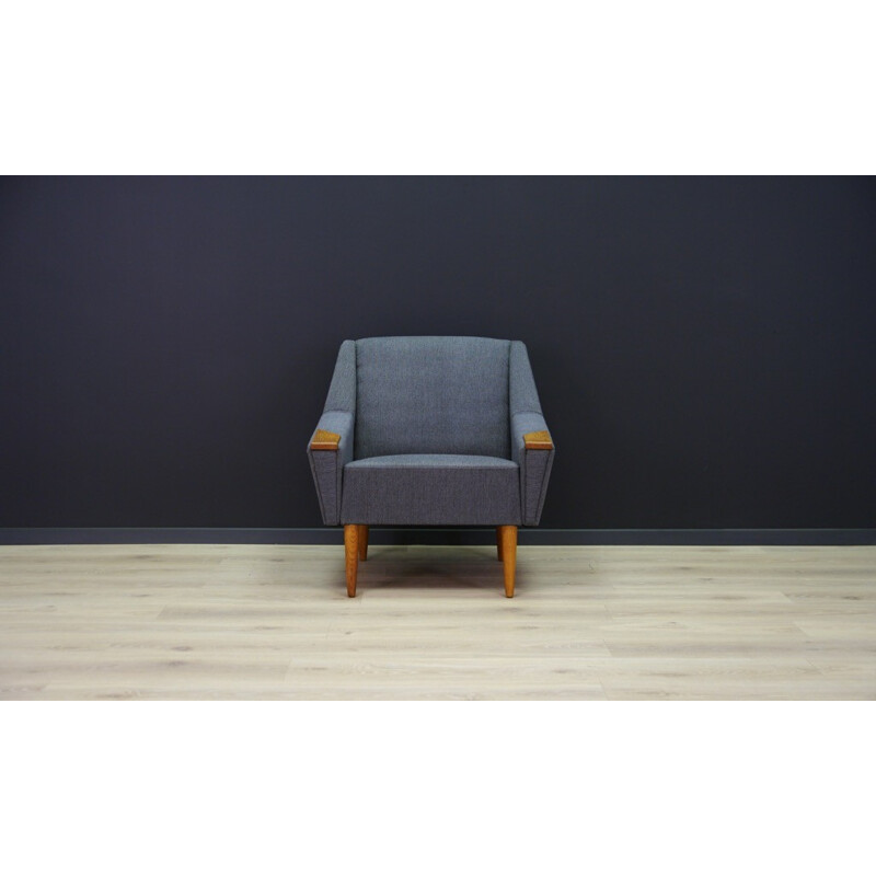 Vintage wood and fabric armchair - 1960s