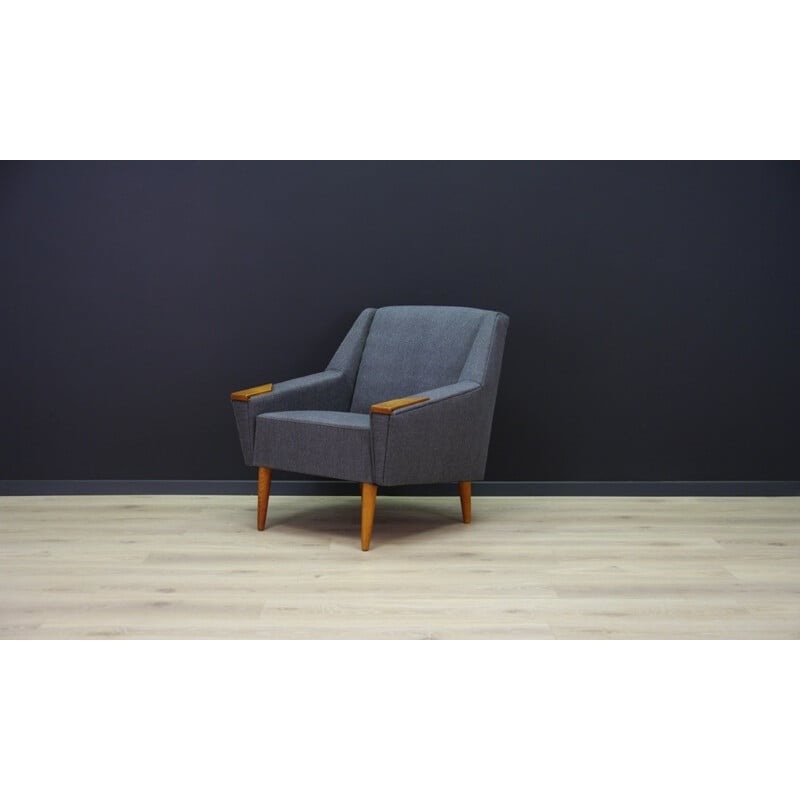 Vintage wood and fabric armchair - 1960s