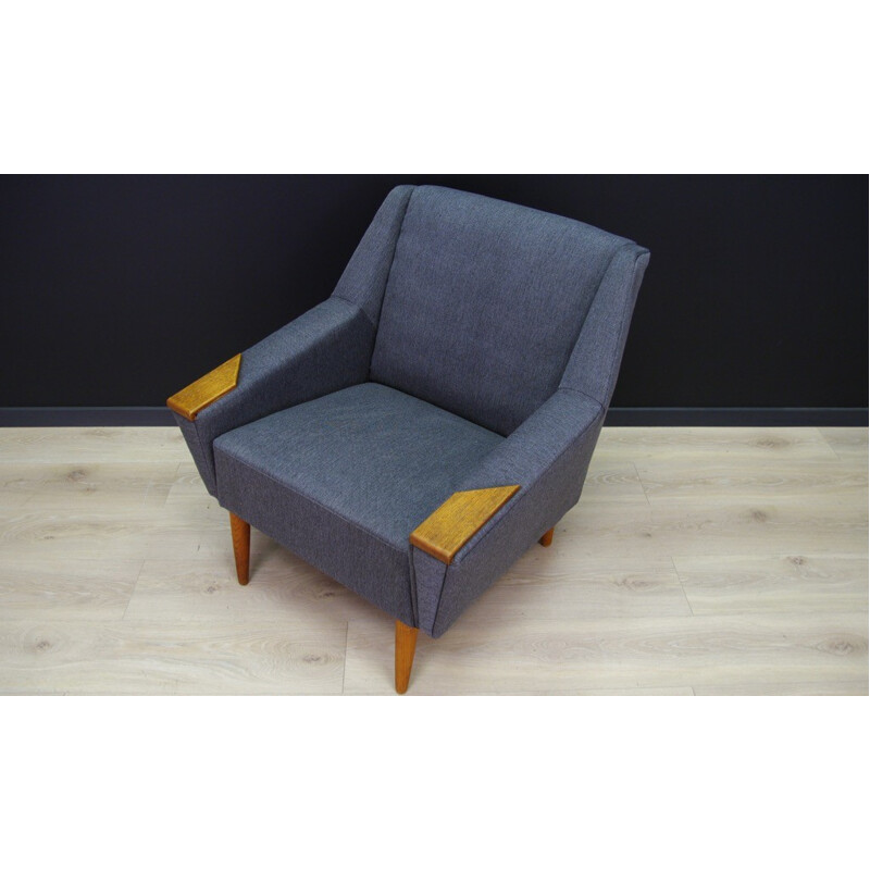 Vintage wood and fabric armchair - 1960s