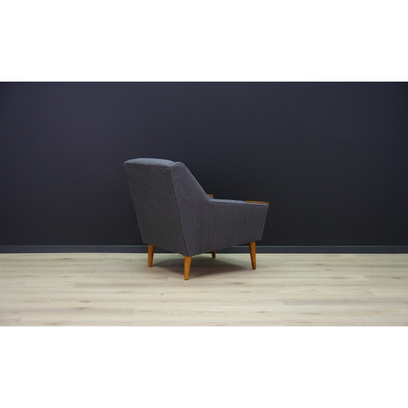 Vintage wood and fabric armchair - 1960s