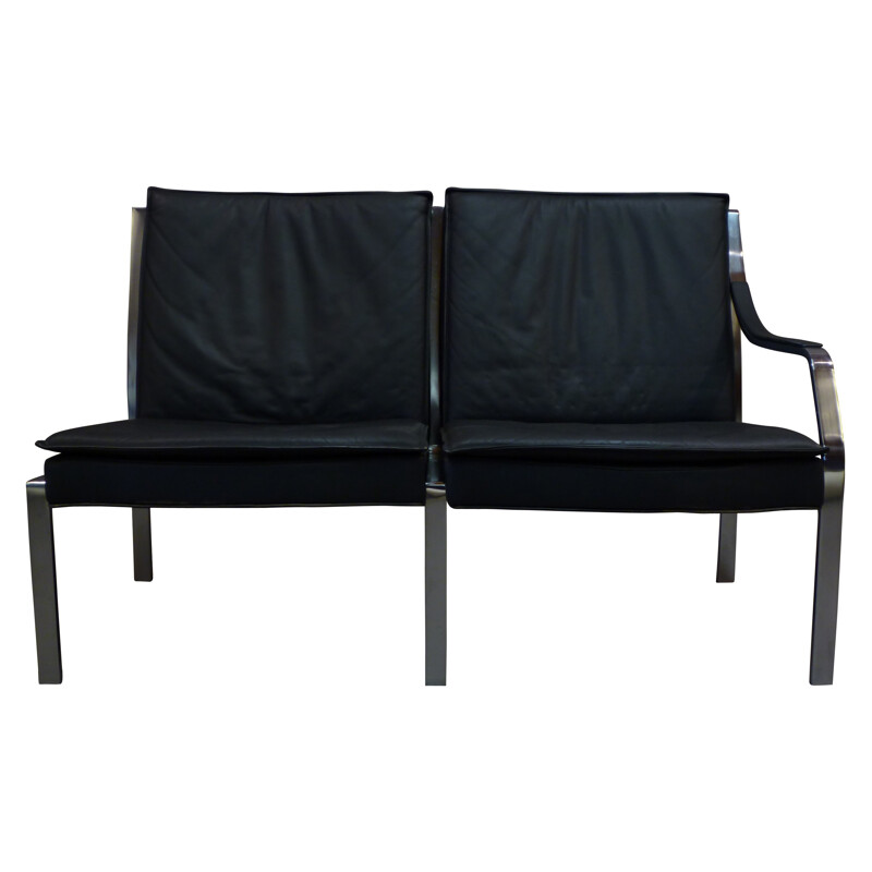 2 seats sofa in leather and stell, FABRICIUS & KASTHOLM - 1970s