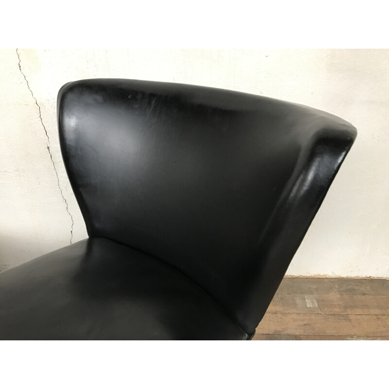 Vintage pair of cocktail leatherette chairs - 1950s