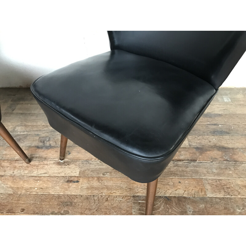 Vintage pair of cocktail leatherette chairs - 1950s