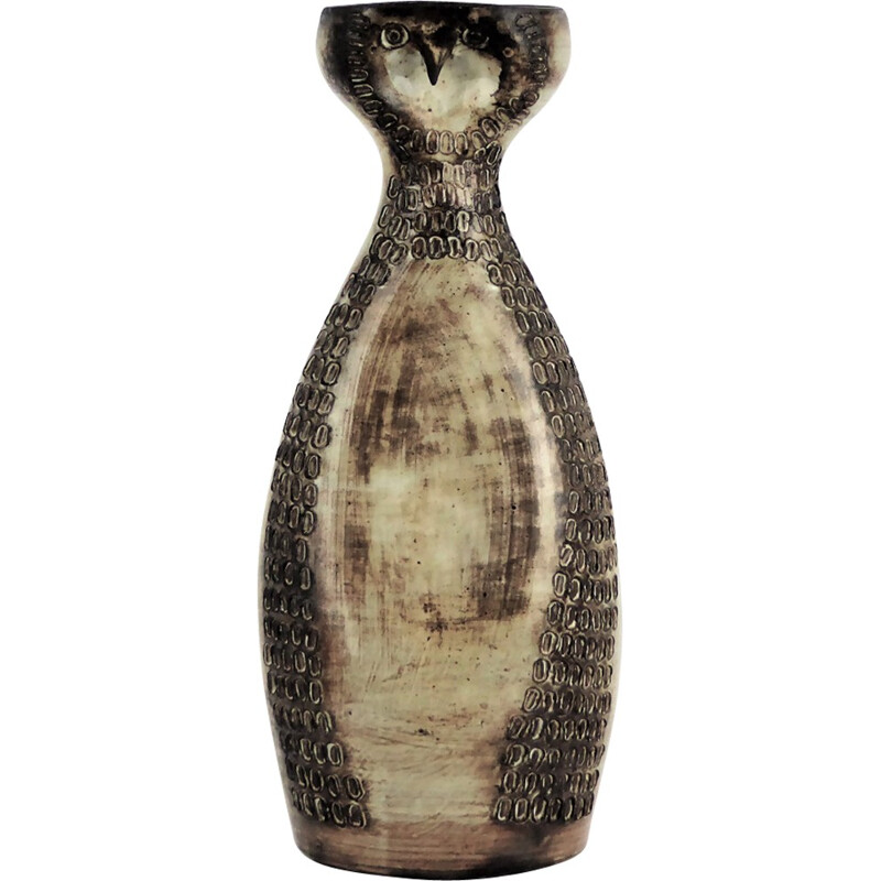 "Owl" zoomorphic vase by Jacques Pouchain - 1950s