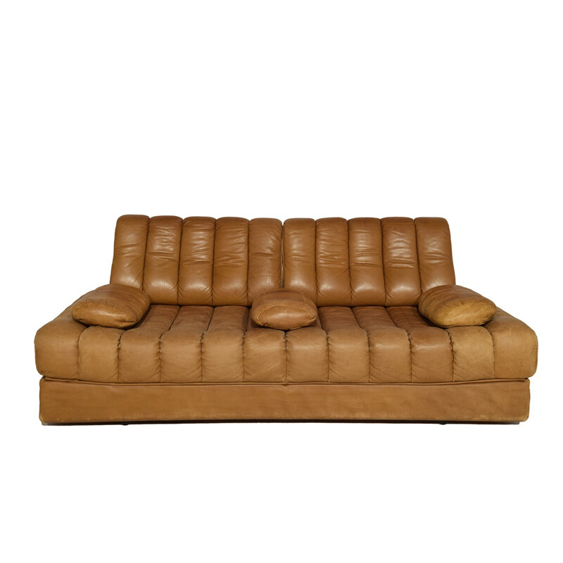 Vintage DS 85 cognac daybed by De Sede - 1970s