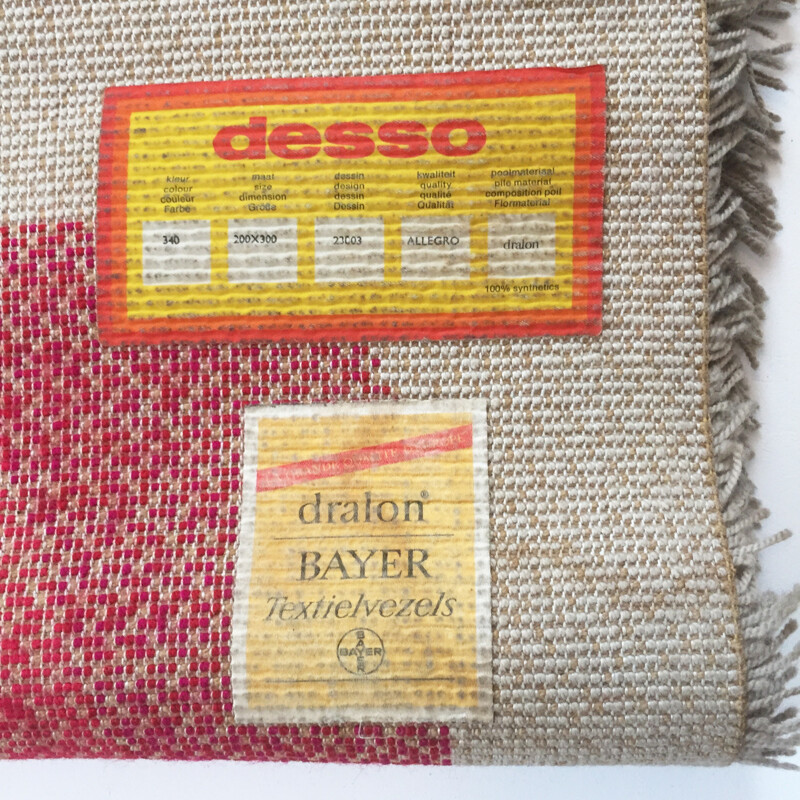 Vintage Modernist Multi-Color High Pile Rya Rug for Desso - 1970s