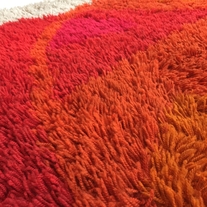 Vintage Modernist Multi-Color High Pile Rya Rug for Desso - 1970s