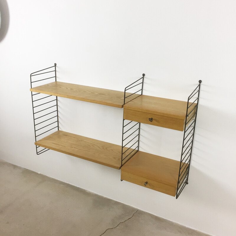 Mid-century Swedish ash Wall Unit by Kajsa & Nils Strinning for String - 1970s