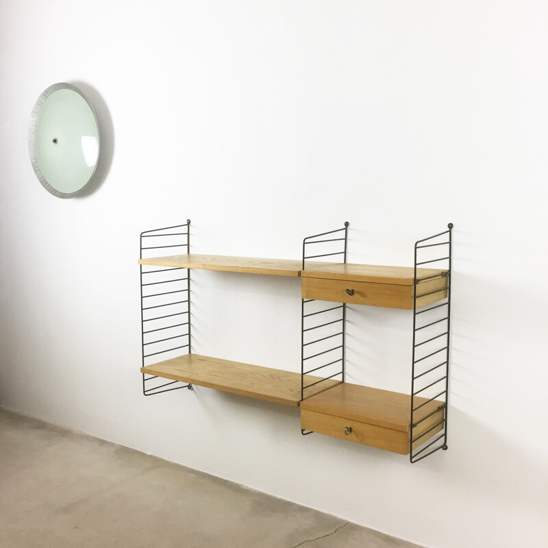 Mid-century Swedish ash Wall Unit by Kajsa & Nils Strinning for String - 1970s