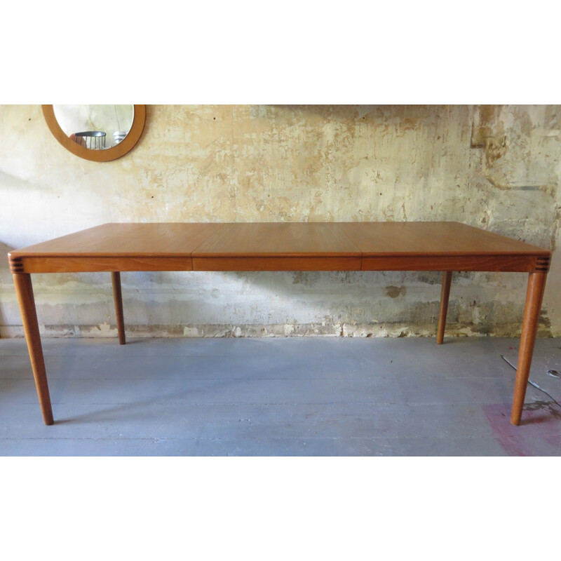 Mid-century teak Extendable Dining Table with Rosewood Inlay by Henry W Klein - 1960s