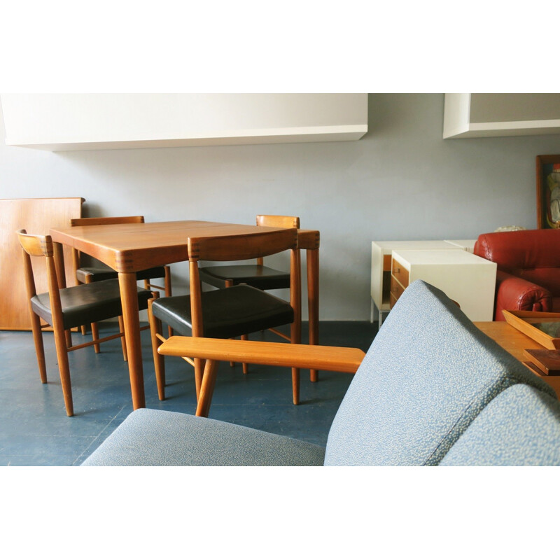 Mid-century teak Extendable Dining Table with Rosewood Inlay by Henry W Klein - 1960s