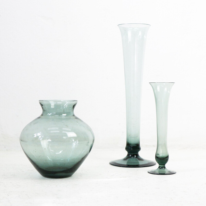 Mixed lot of smoked glass vases by Wilhelm Wagenfeld for WMF - 1950s