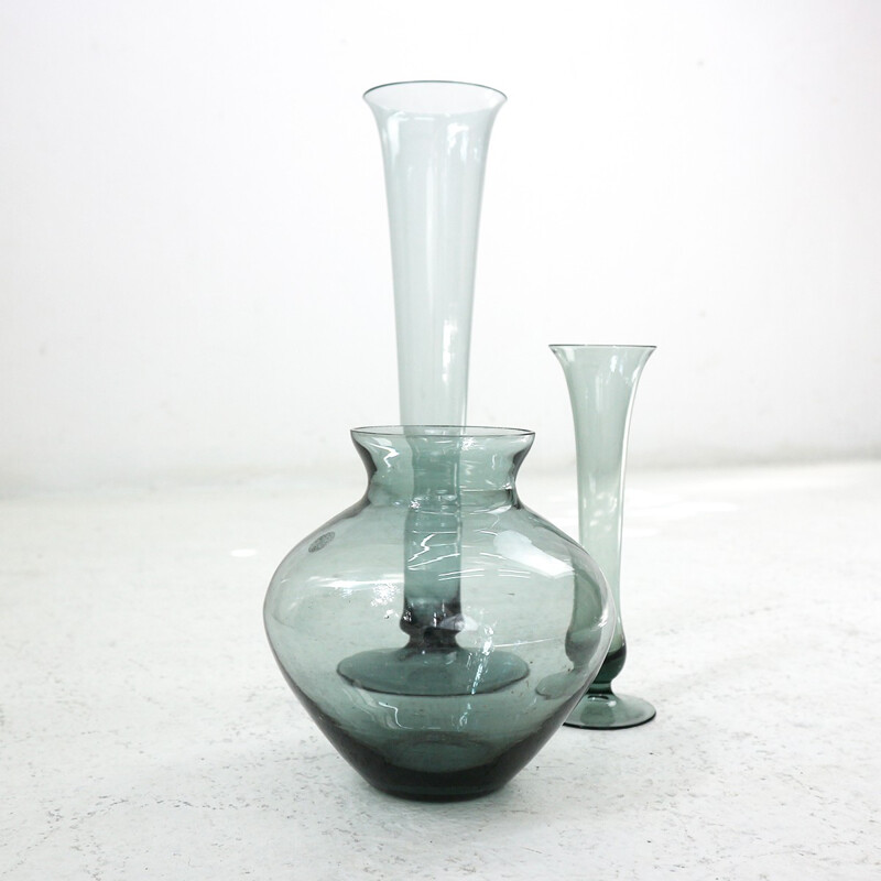 Mixed lot of smoked glass vases by Wilhelm Wagenfeld for WMF - 1950s