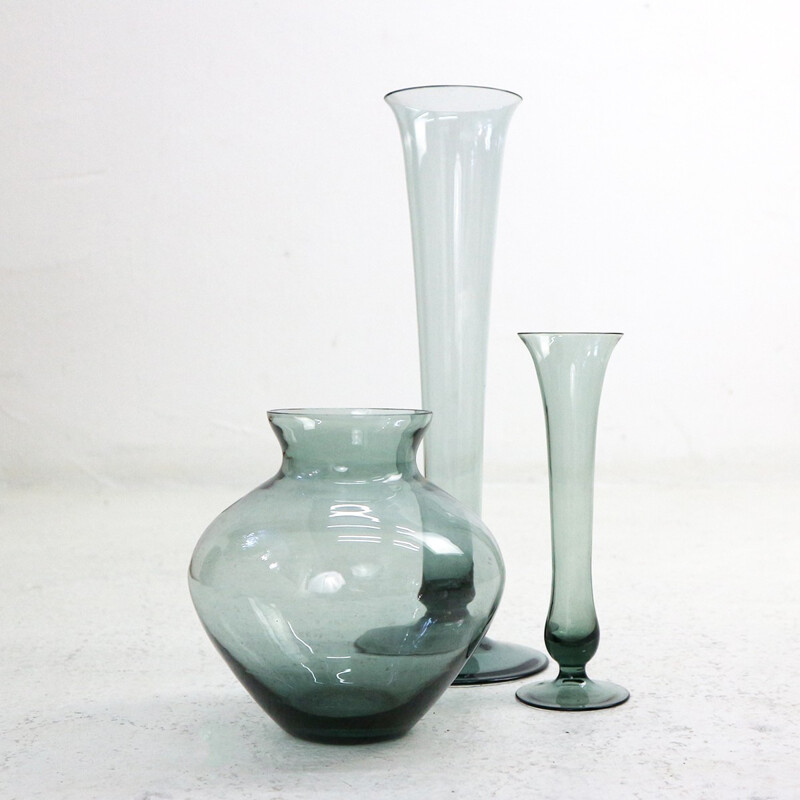 Mixed lot of smoked glass vases by Wilhelm Wagenfeld for WMF - 1950s