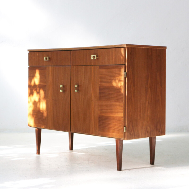 Vintage german shoe cabinet in walnut - 1960s