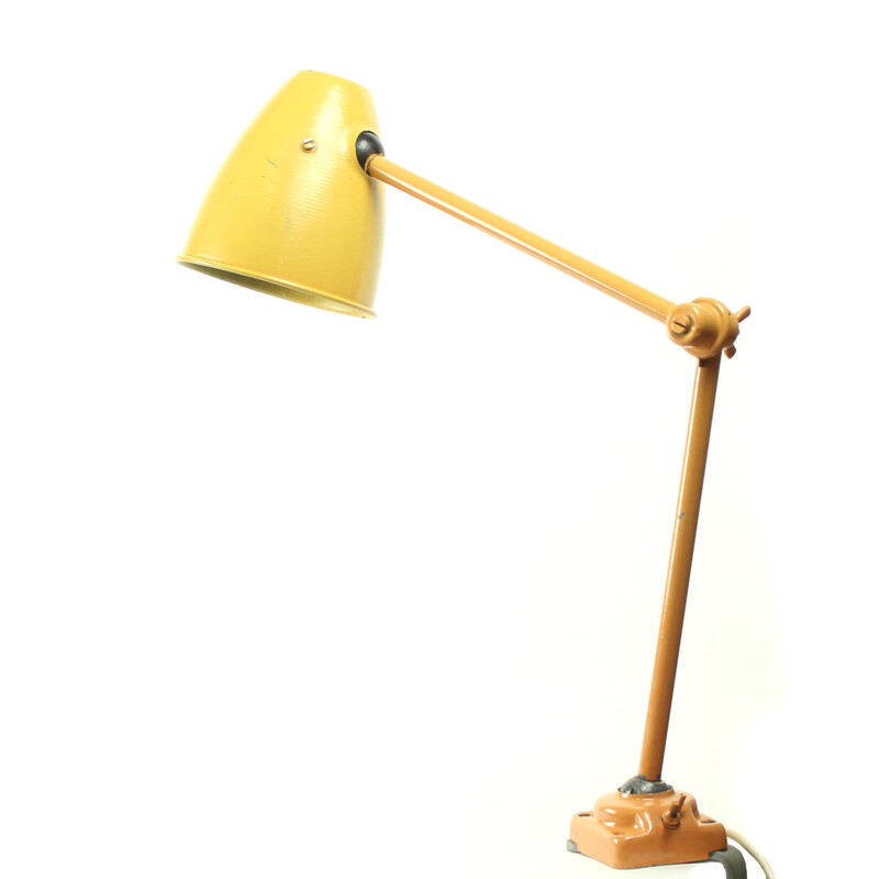 Lámpara de mesa naranja de Metal Factory - 1950