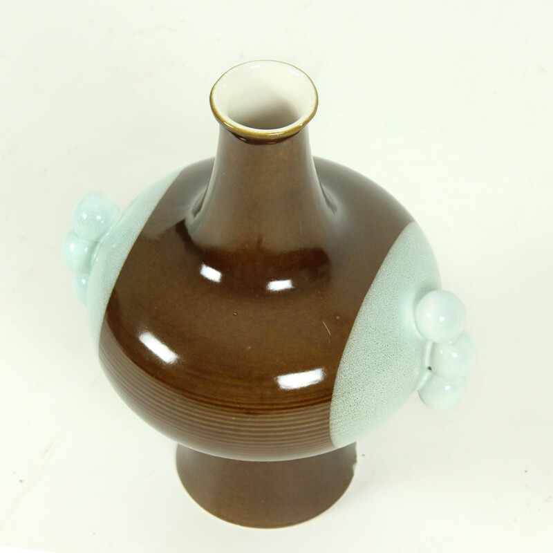 Vaso de cerâmica de vidro Vintage de Kravsko, 1960