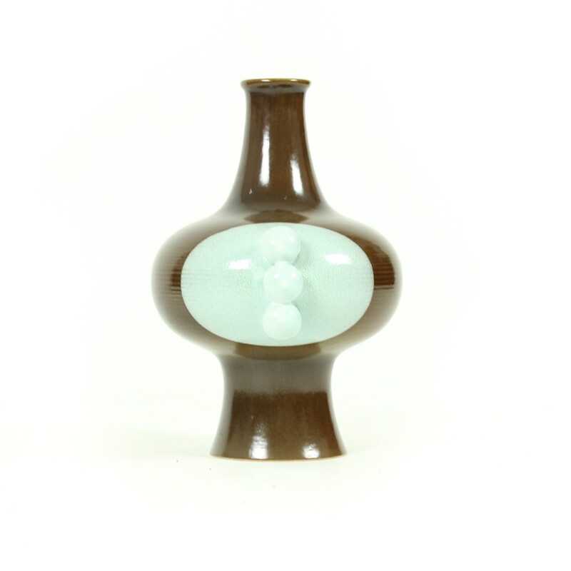 Vaso de cerâmica de vidro Vintage de Kravsko, 1960