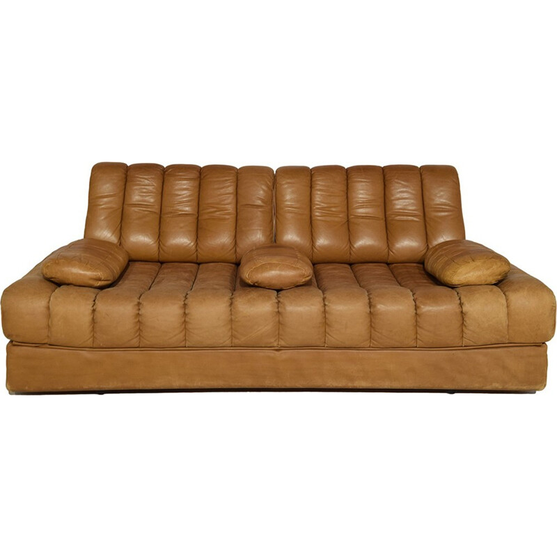 Vintage DS 85 cognac daybed by De Sede - 1970s