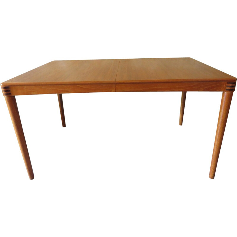 Mid-century teak Extendable Dining Table with Rosewood Inlay by Henry W Klein - 1960s