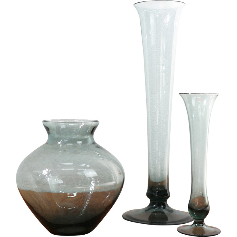 Mixed lot of smoked glass vases by Wilhelm Wagenfeld for WMF - 1950s