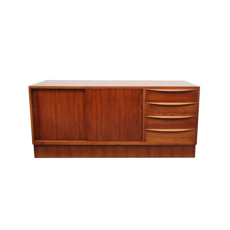 Vintage sideboard with sliding doors in walnut by Franz Ehrlich for Vereinigte Werkstätten - 1950