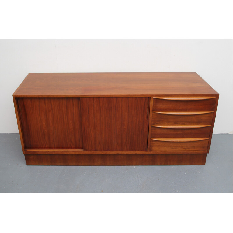 Vintage sideboard with sliding doors in walnut by Franz Ehrlich for Vereinigte Werkstätten - 1950