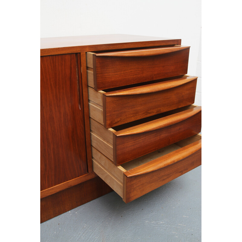 Vintage sideboard with sliding doors in walnut by Franz Ehrlich for Vereinigte Werkstätten - 1950