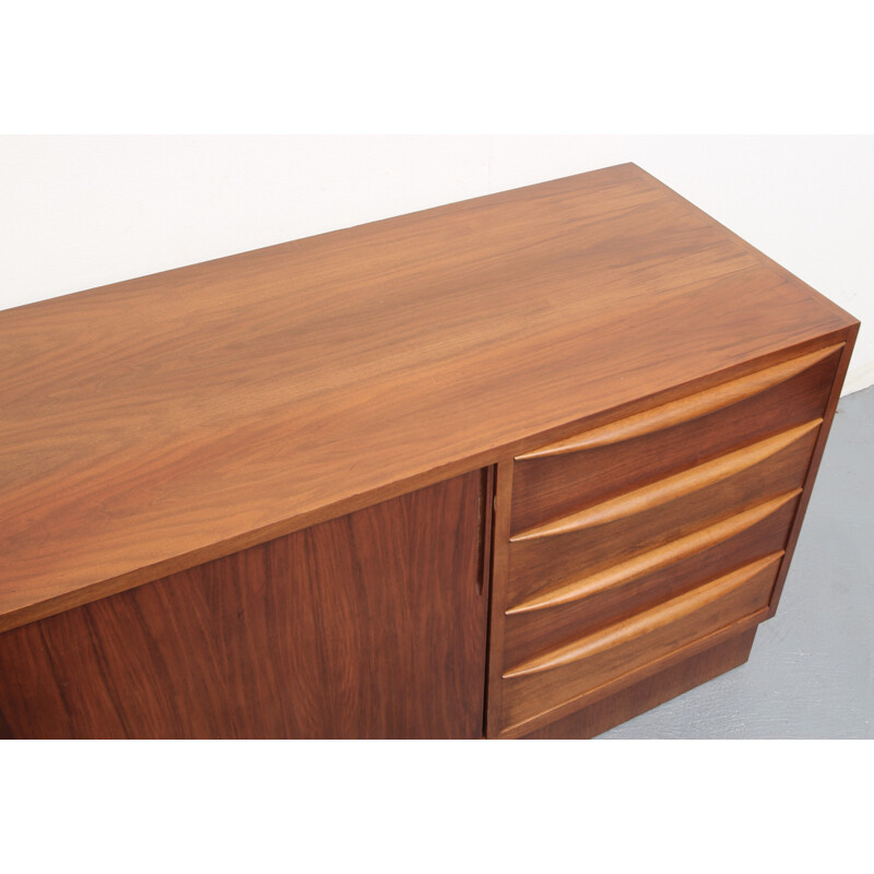 Vintage sideboard with sliding doors in walnut by Franz Ehrlich for Vereinigte Werkstätten - 1950