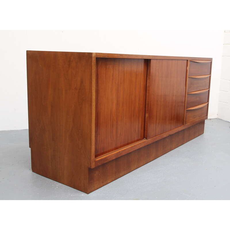 Vintage sideboard with sliding doors in walnut by Franz Ehrlich for Vereinigte Werkstätten - 1950