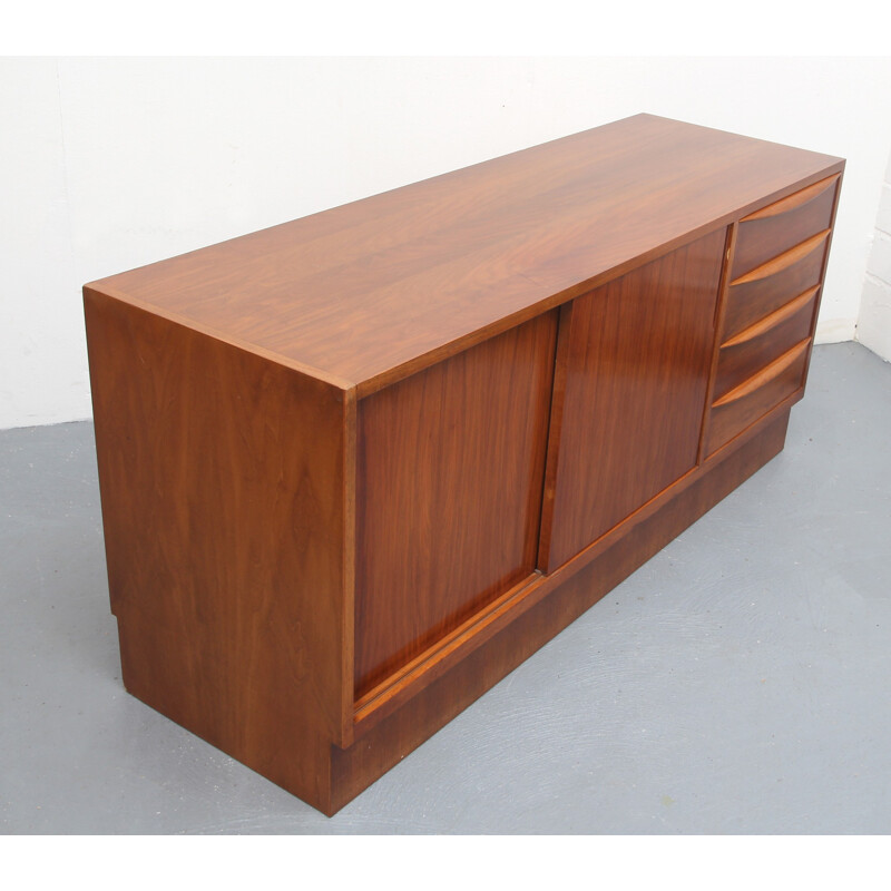 Vintage sideboard with sliding doors in walnut by Franz Ehrlich for Vereinigte Werkstätten - 1950