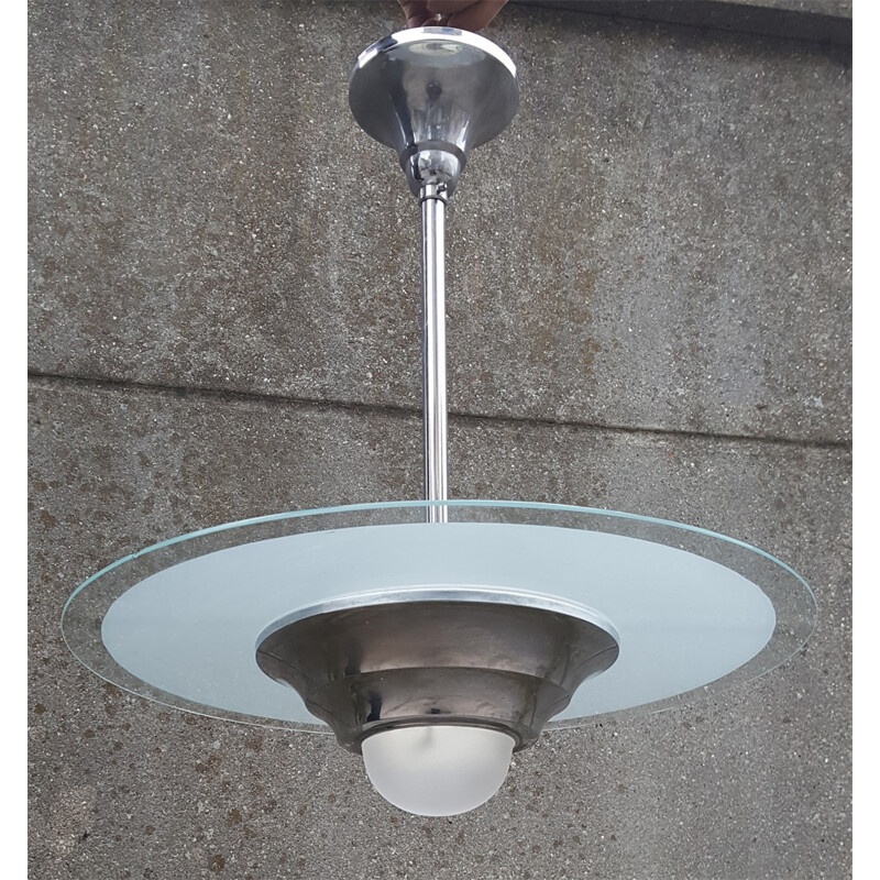 Vintage disc modernist ceiling lamp - 1930s