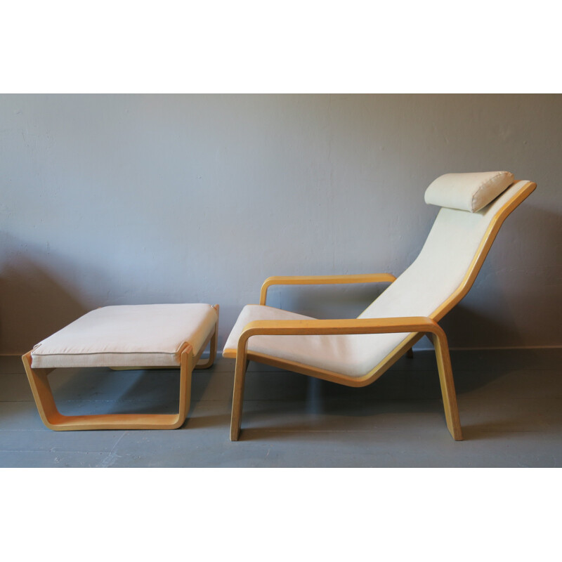 Lounge Chair with Footrest by Ilmari Lappalainen for Asko Pulkka - 1960s