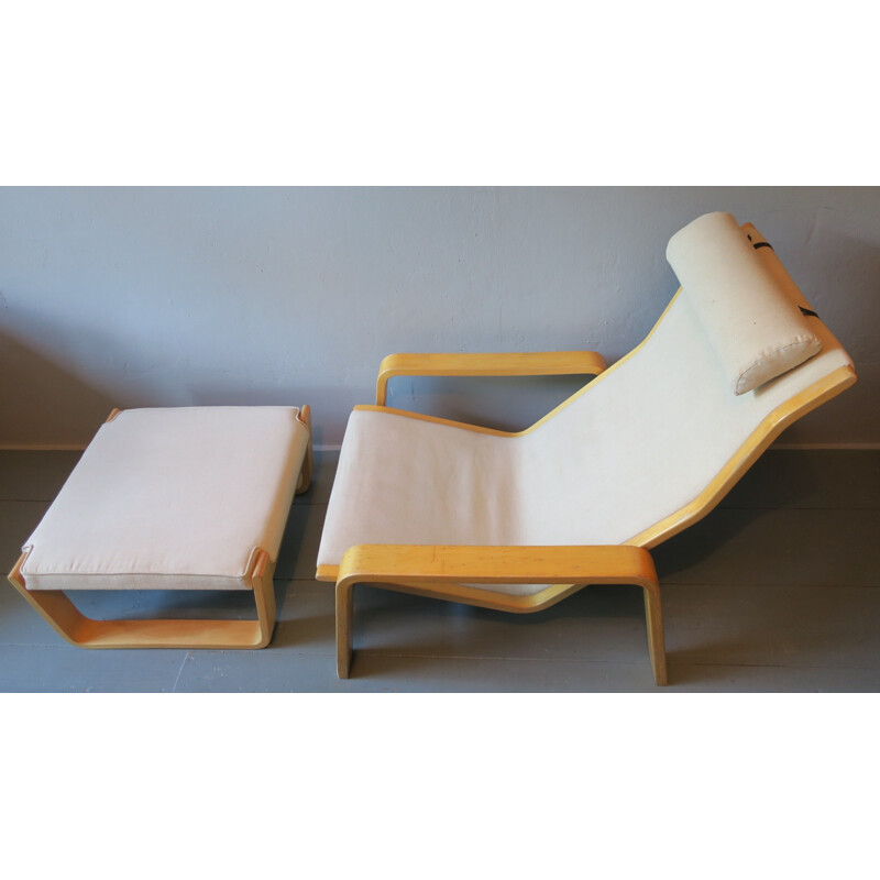 Lounge Chair with Footrest by Ilmari Lappalainen for Asko Pulkka - 1960s