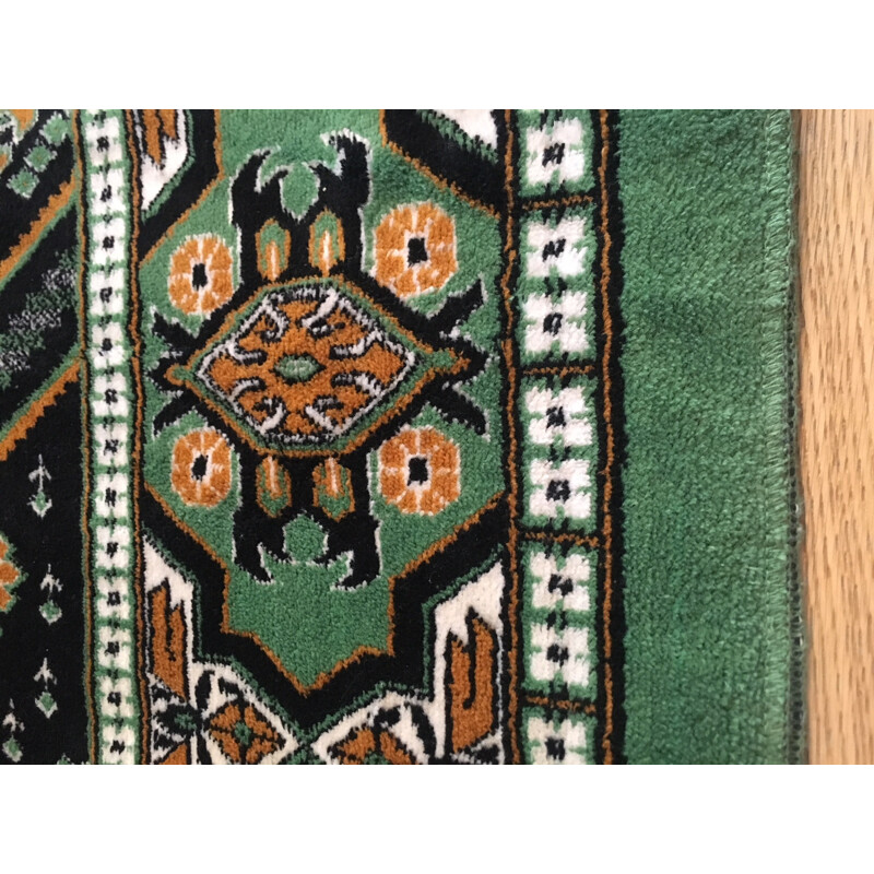 Turkish vintage green rug - 1970s