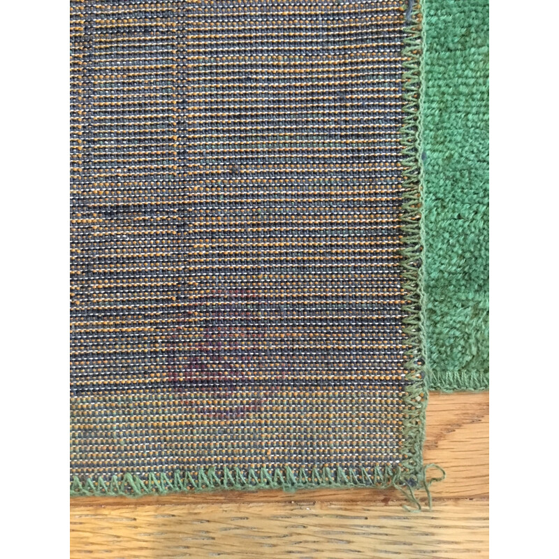 Turkish vintage green rug - 1970s