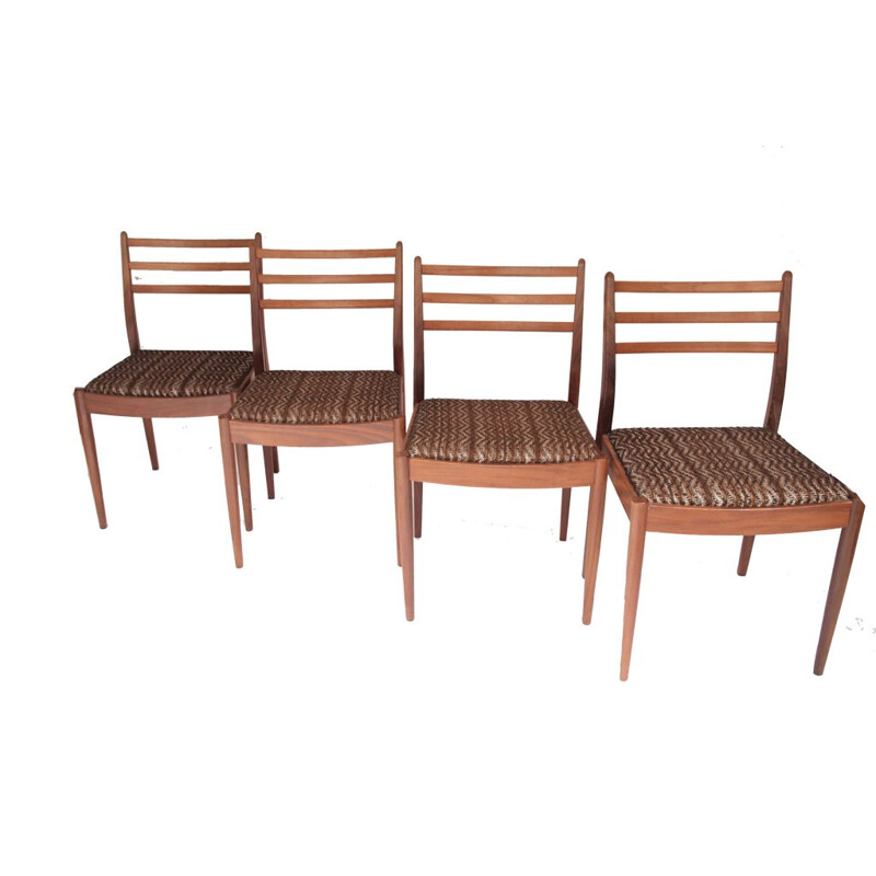 Set of 4 vintage chairs in brown fabric - 1960s